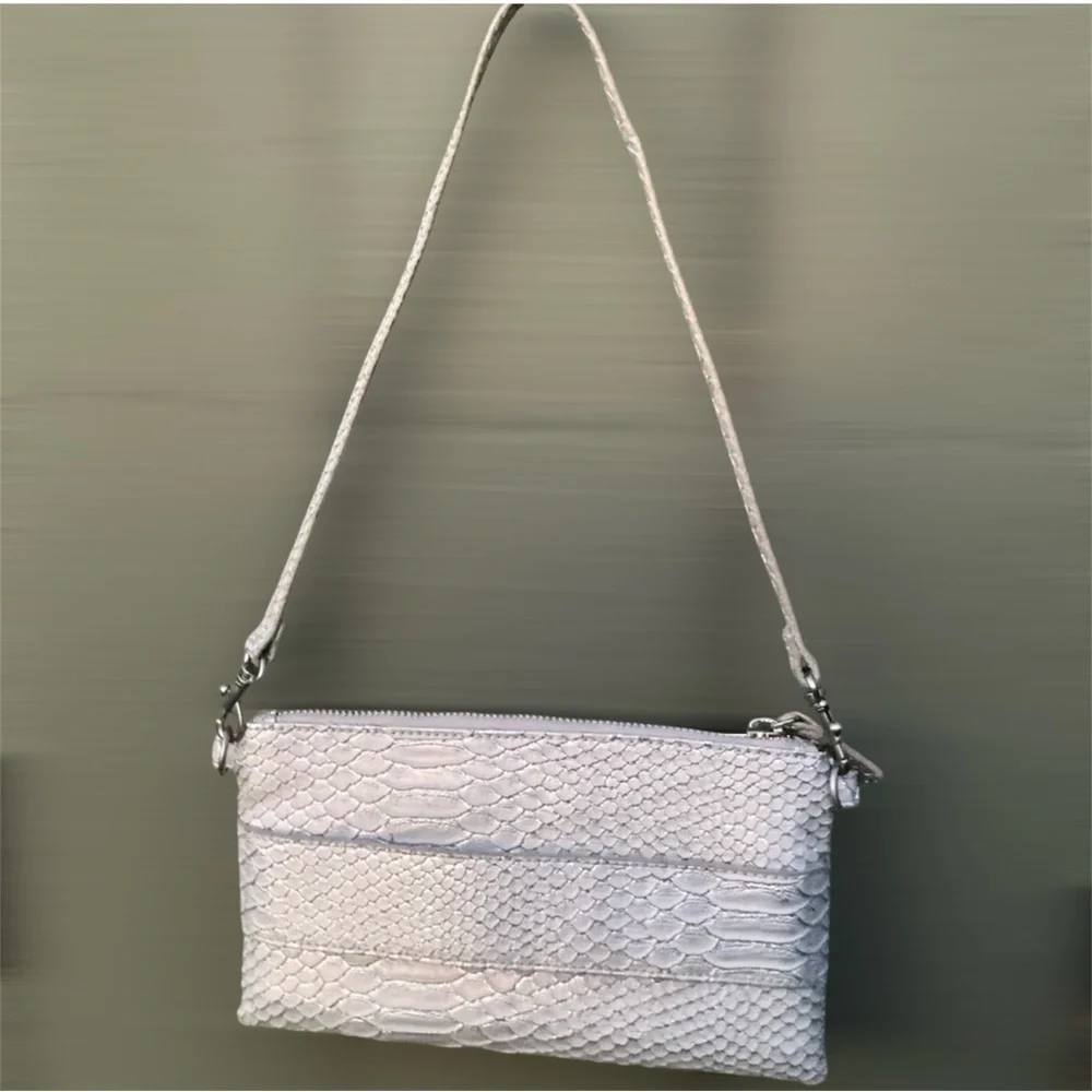 Chic White Textured Clutch Wristlet